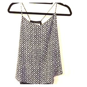 LOFT Navy/white ikat top